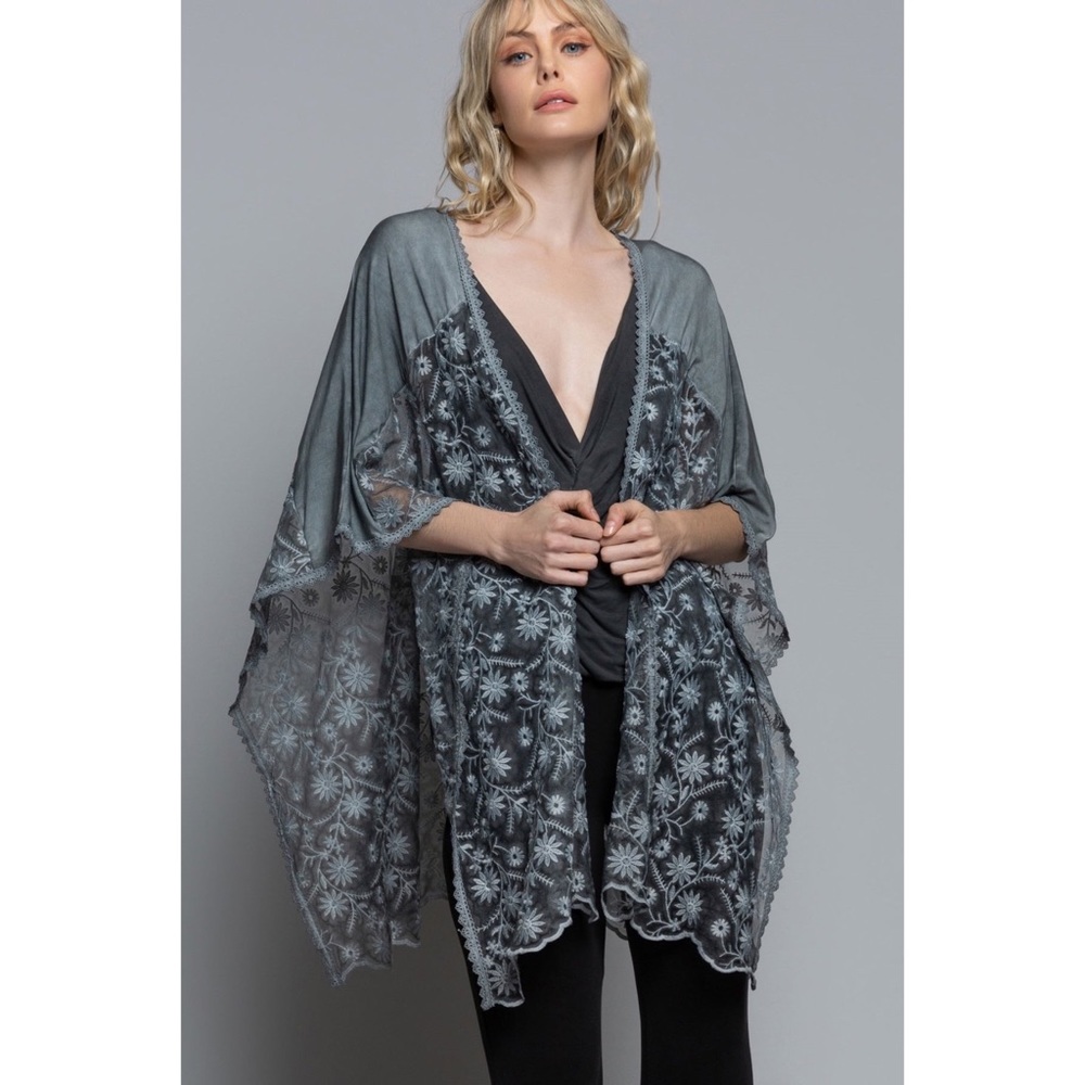 *LAST ONE* POL Grey Lace Poncho